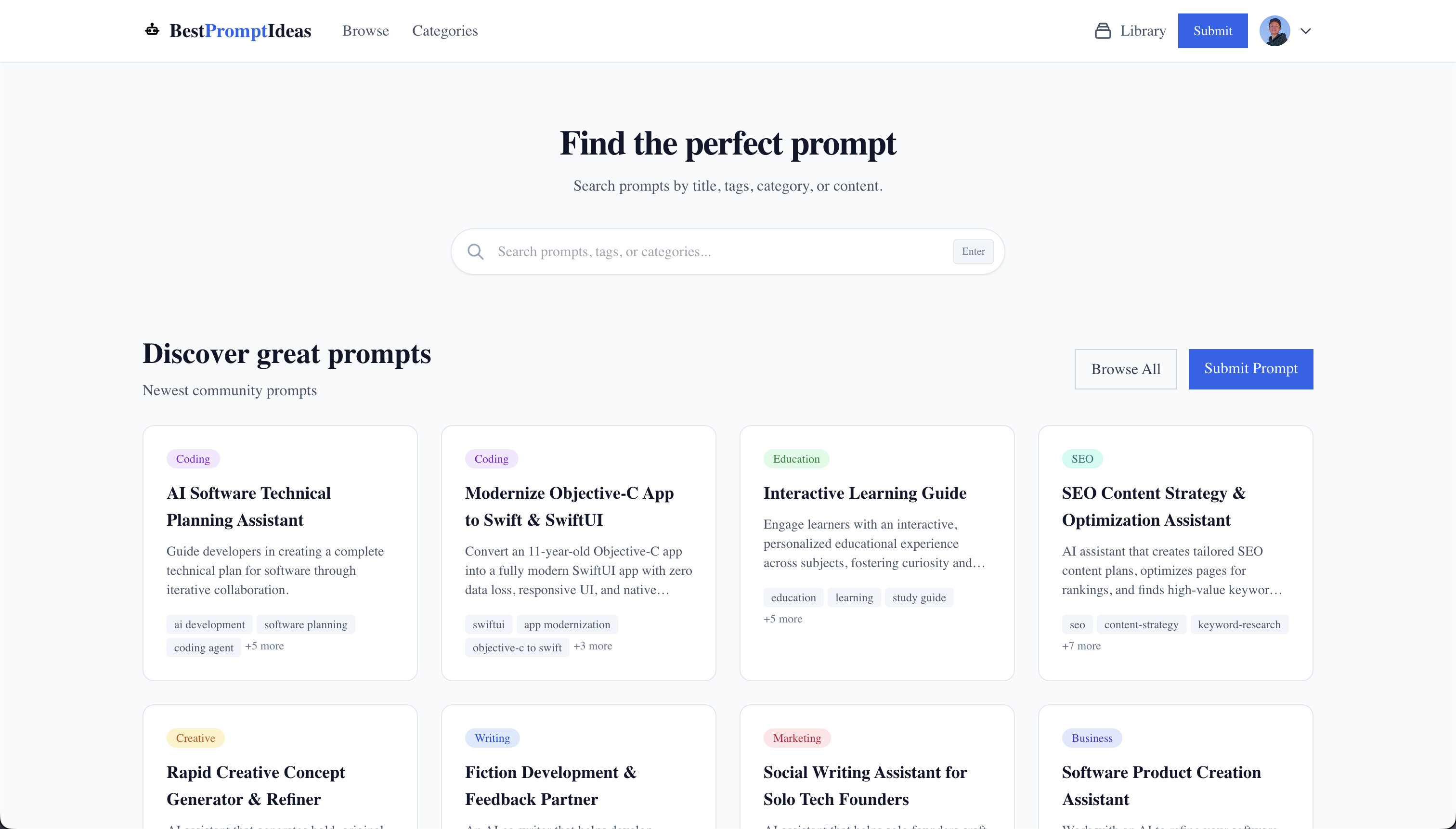 BestPromptIdeas.com Screenshot